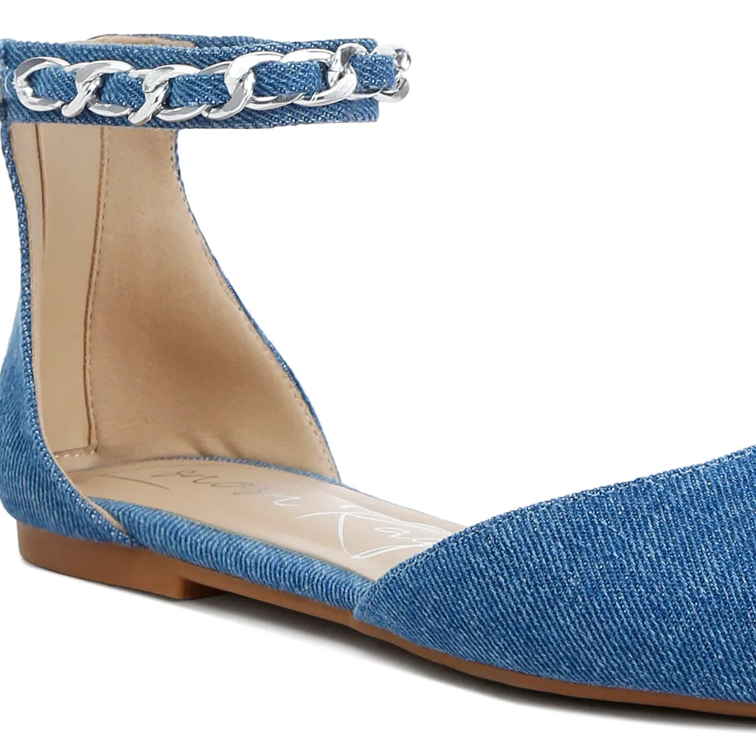 Embellished Chain Flat Sandals