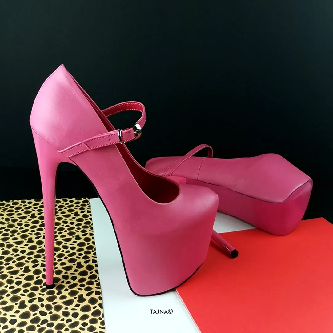 Pink Matte Mary Jane High Heels