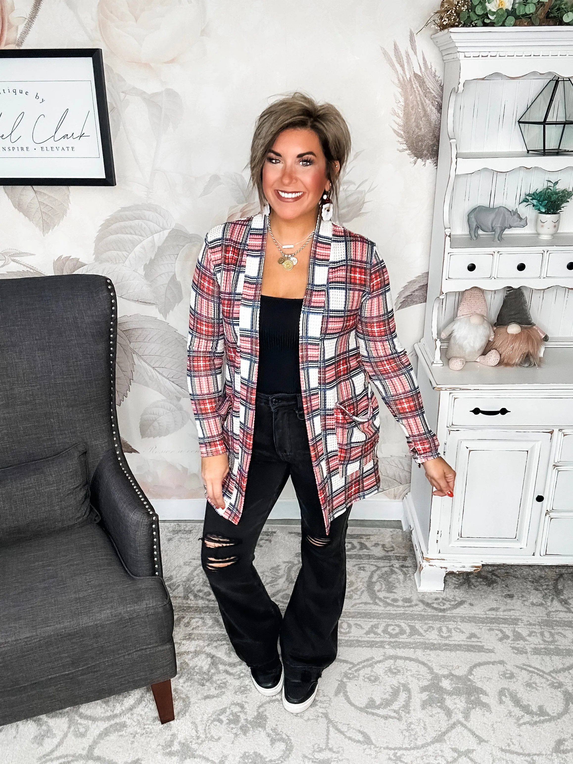 Sitting On The Treetops Cardigan - Plaid