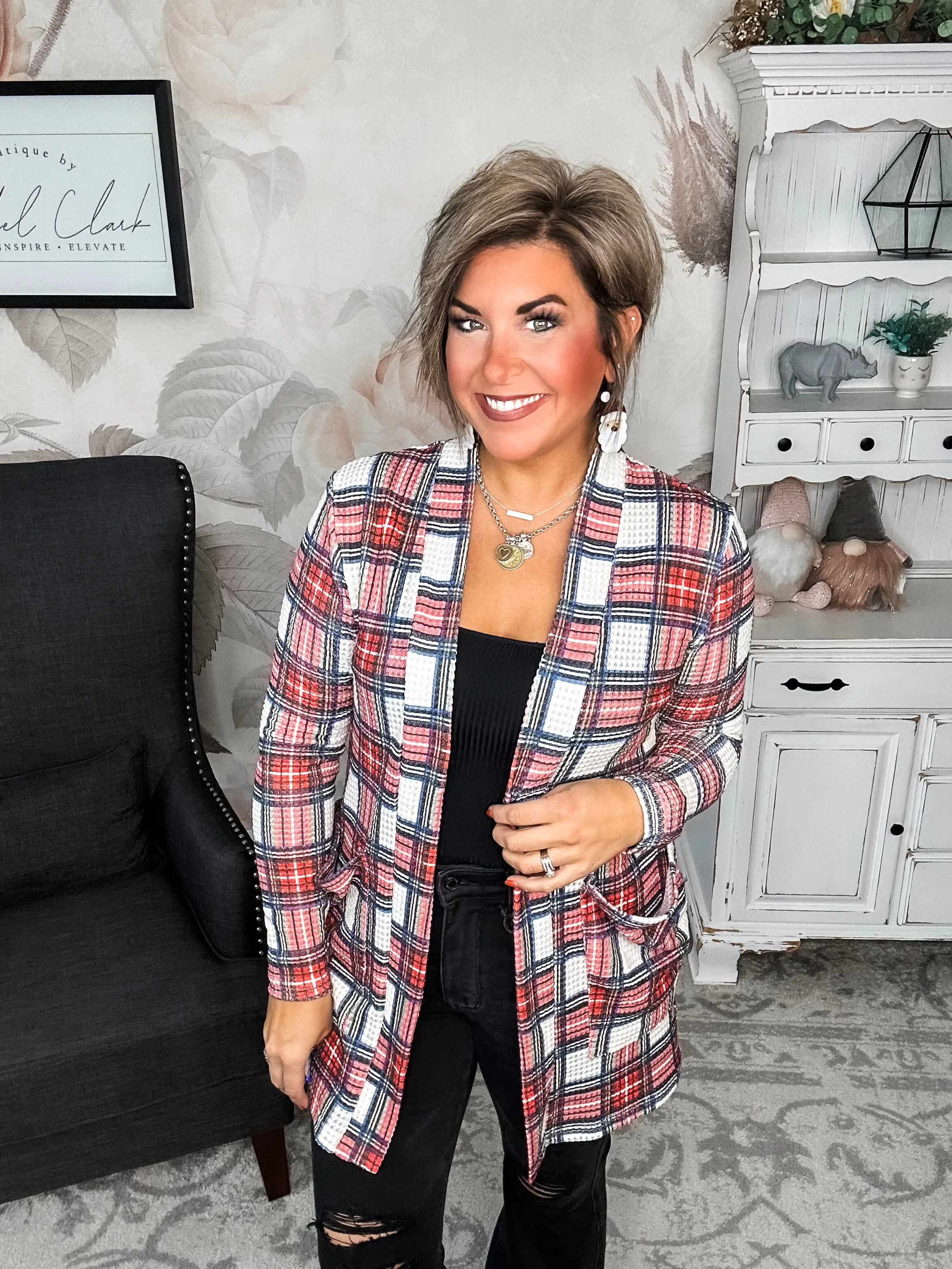 Sitting On The Treetops Cardigan - Plaid