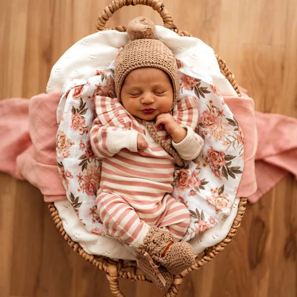 Snuggle Hunny Merino Wool Bonnet   Booties - Fawn