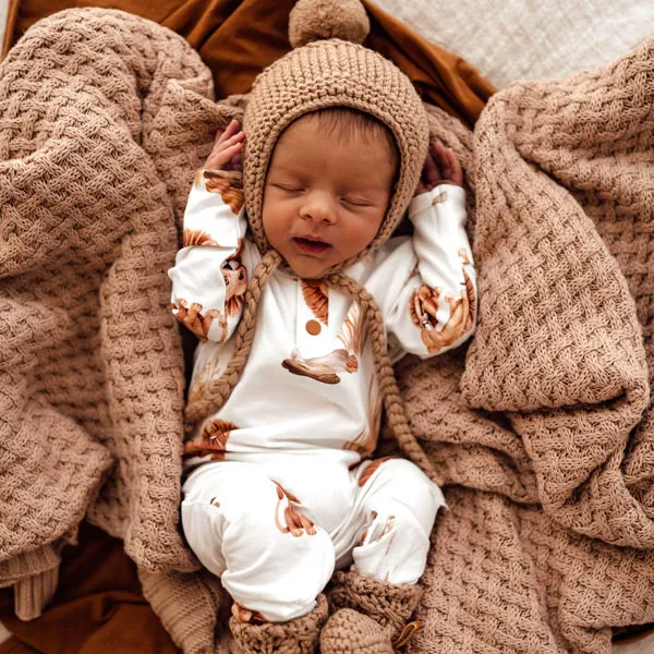 Snuggle Hunny Merino Wool Bonnet   Booties - Fawn
