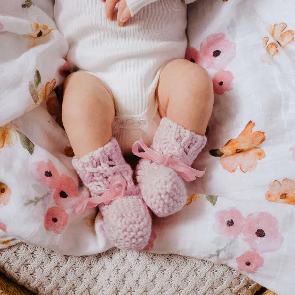 Snuggle Hunny Merino Wool Bonnet   Booties - Pink