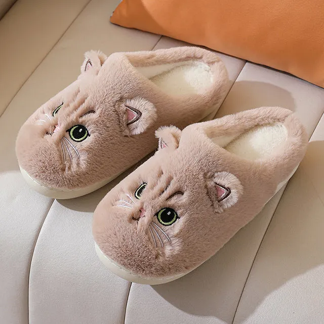 Warm Plush Cat Slippers