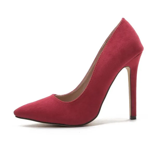 Women Pumps 2016 Pointed Toe Slip on Suede High Heels Wedding Shoes Woman Ladies Fashion Thin Heel Zapatos Mujer Plus Size